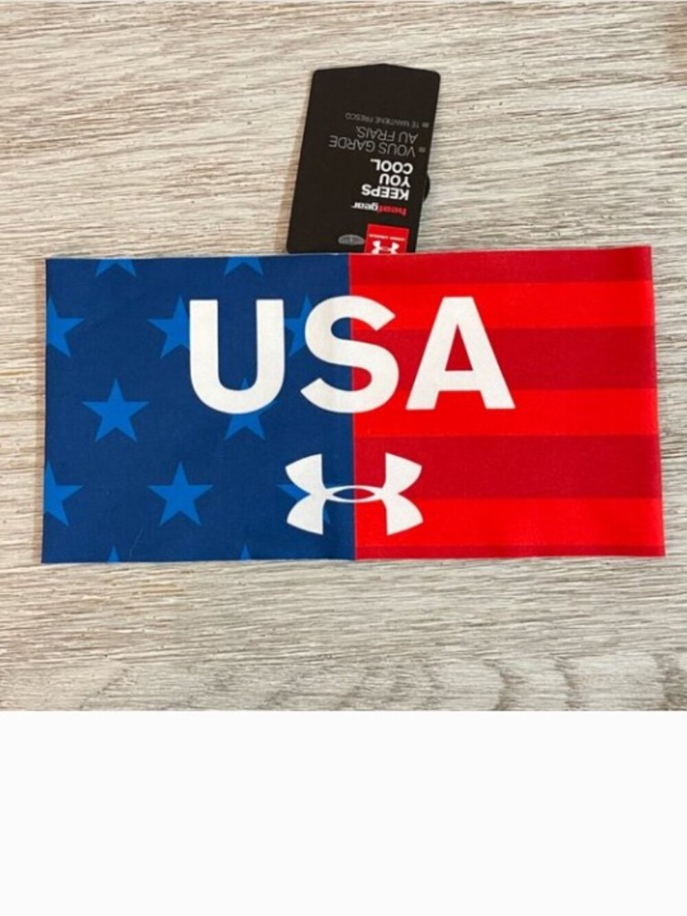 New Under Armour Headband USA Red White Blue Patriotic Stars Stripe Wide NWT